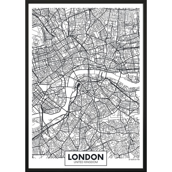Sienas plakāts rāmī MAP/LONDON, 70 x 100 cm