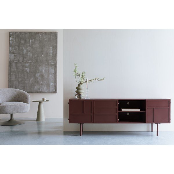 Sarkans metāla TV galdiņš 160x58x36 cm Davis – White Label-image-4