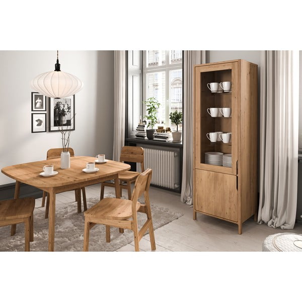 Dabīga toņa ozola masīvkoka vitrīna 59x188 cm Twig – The Beds-image-4