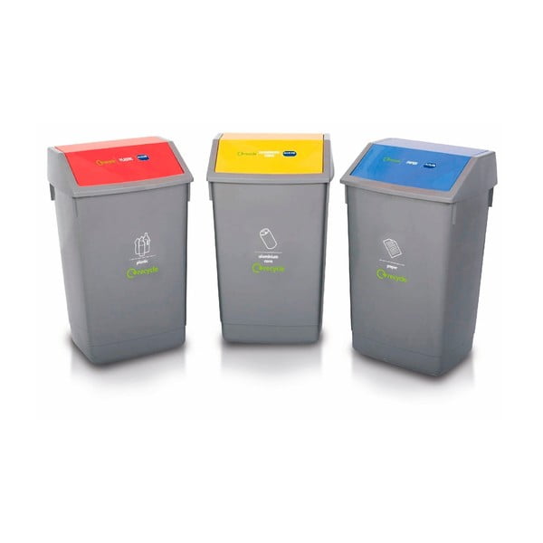 3 šķirojamo atkritumu tvertņu komplekts Addis Recycle , 60 l