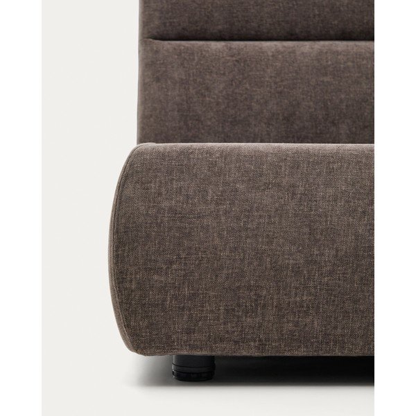 Tumši brūna polsterēta divvietīga gulta no šenila ar veļas kasti ar redelēm 180x200 cm Dafra – Kave Home-image-4