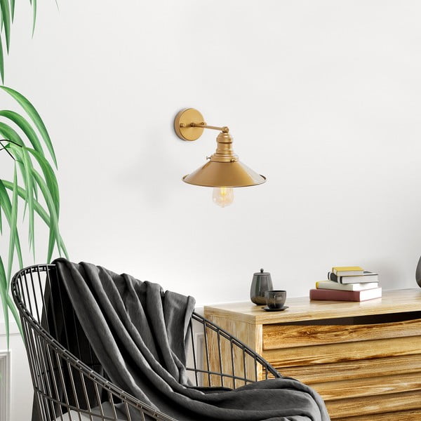 Zelta krāsas sienas lampa ø 24 cm Conical – Opviq lights-image-3