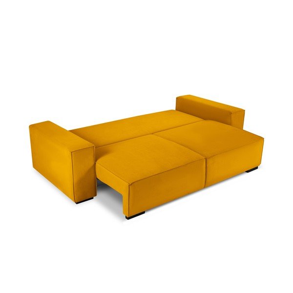 Dzeltens velveta izvelkamais dīvāns ar veļas kasti Mazzini Sofas Azalea-image-3