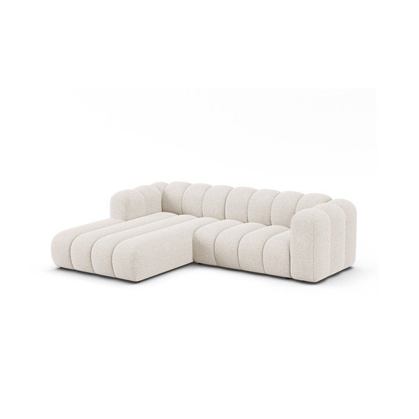 Krēmkrāsas stūra dīvāns no šenila auduma (ar kreiso stūri/ar zvilni) Lupine – Micadoni -image-1