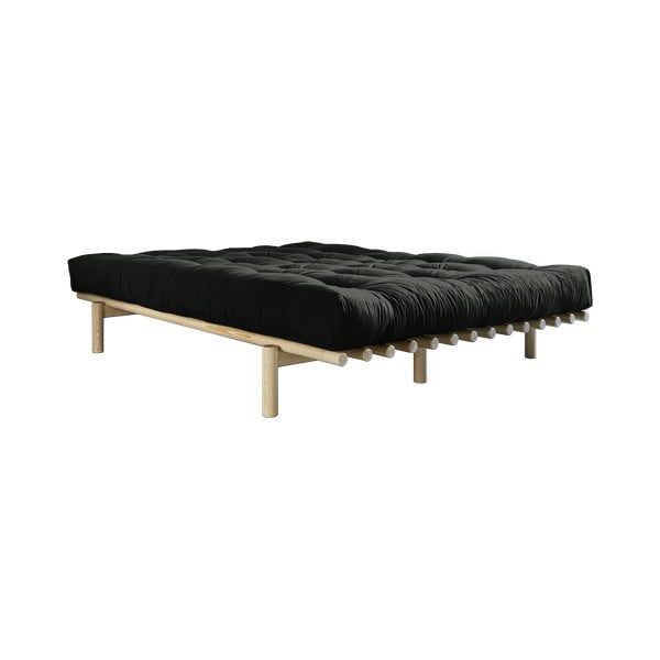 Divguļamā gulta no priedes koka ar matraci Karup Design Pace Comfort Mat Natural Clear Black, 160 x 200 cm
