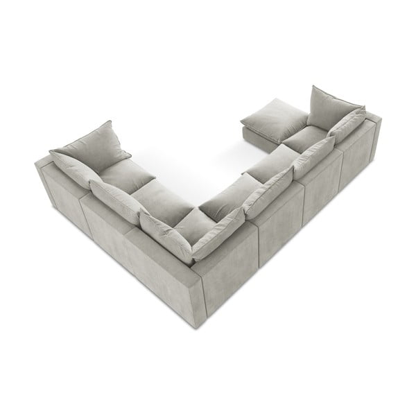 Gaiši pelēks stūra dīvāns (ar labo stūri/U veida) Manao – Makamii-image-3
