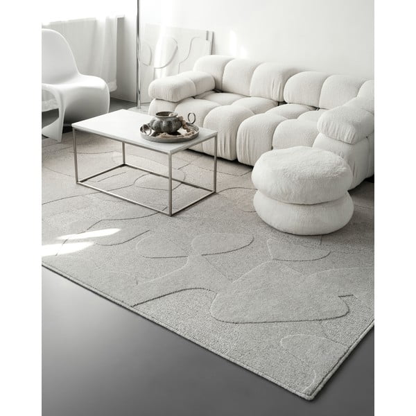 Gaiši pelēks vilnas paklājs 160x230 cm Morphic Botanica – Agnella-image-1