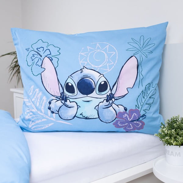 Zila vienguļamā kokvilnas bērnu gultas veļa 140x200 cm Lilo and Stitch "Wave" – Jerry Fabrics-image-3