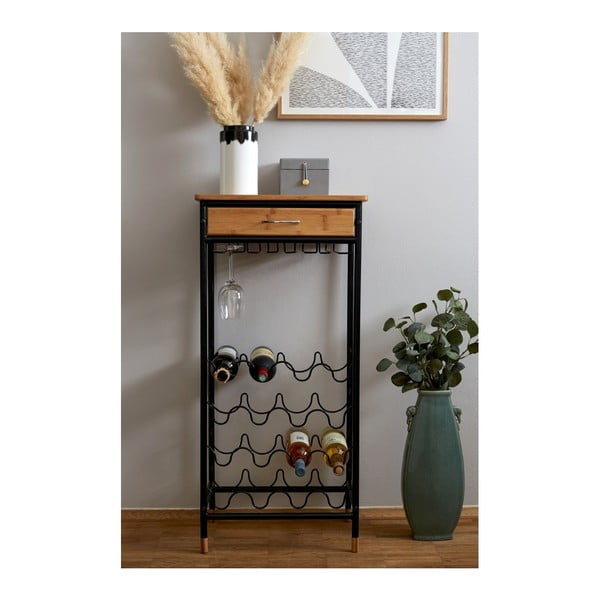 Melns/dabīga toņa metāla vīna skapis pudeļu skaits 16, 48x95 cm Loft – Wenko-image-2