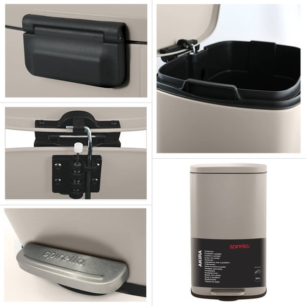 Pelēkbrūna tērauda atkritumu tvertne ar pedāli 50 l   Akira – Spirella-image-4