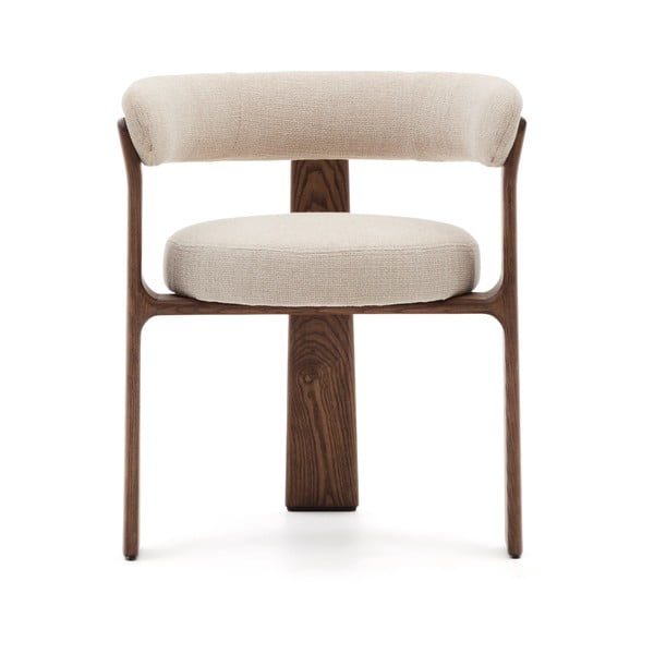 Brūns/bēšs oša masīvkoka ēdamistabas krēsls ar roku balstiem Granite – Kave Home-image-4