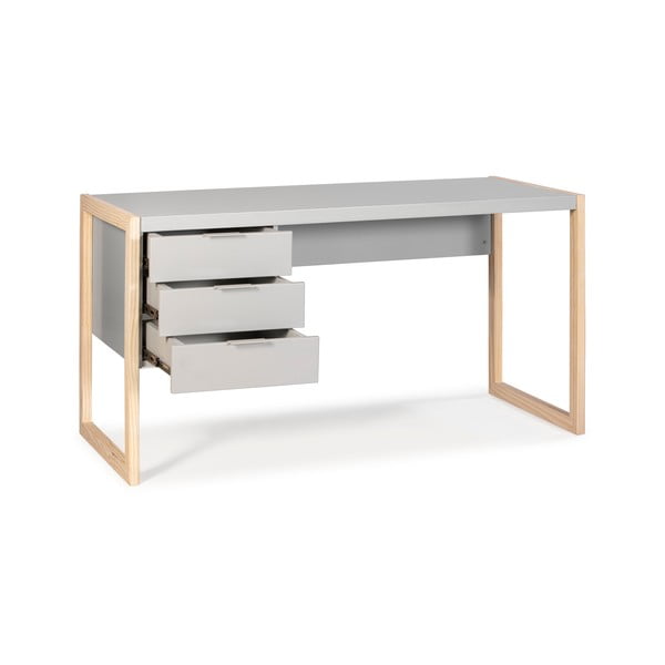 Pelēks rakstāmgalds ar priedes koka kājām Marckeric Frank-image-4