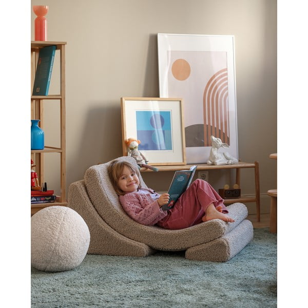 Gaiši brūns bērnu atpūtas krēsls no buklē auduma Moon – Wigiwama-image-1