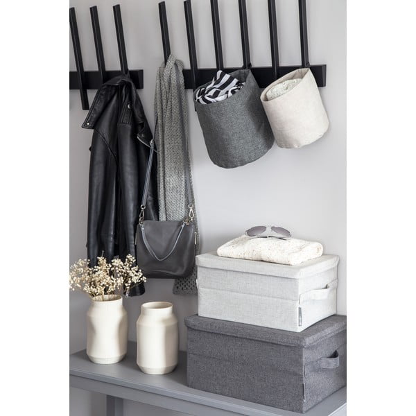 Pelēka tekstila uzglabāšanas kaste ar vāku 40x30x22 cm Soft Storage – Bigso-image-4