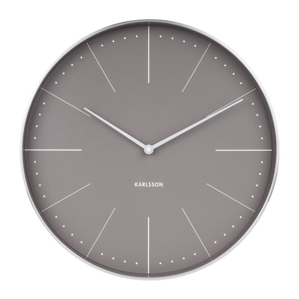 Pelēks sienas pulkstenis ar sudraba detaļām Karlsson Normann, ⌀ 38 cm