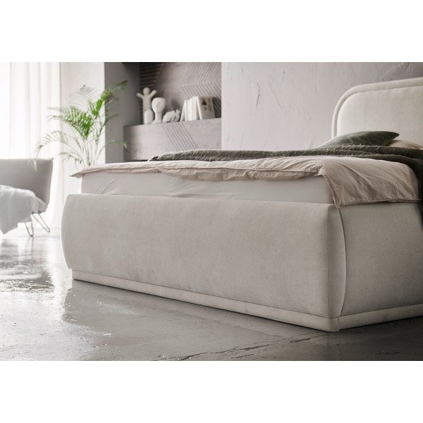 Krēmkrāsas polsterēta divvietīga gulta ar veļas kasti ar redelēm 160x200 cm Soma – Meise Möbel-image-2