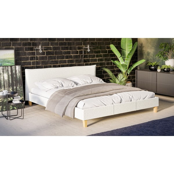 Krēmkrāsas mīksta divvietīga gulta ar režģi 180x200 cm Tina – Ropez-image-2