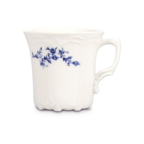 Balta/zila kapučīno porcelāna tasīte 200 ml Retro – BonBistro
