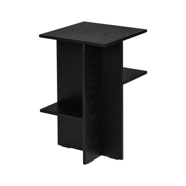 Melns naktsskapītis ar ozolkoka imitāciju ar plauktiem Atik – noo.ma-image-3
