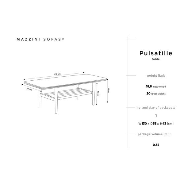 Priedes koka žurnālgaldiņš Mazzini Sofas Pulsatille-image-2