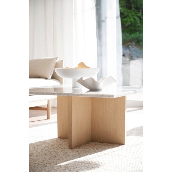 Balts marmora apaļš žurnālgaldiņš 90x90 cm Brooksville – Rowico-image-1