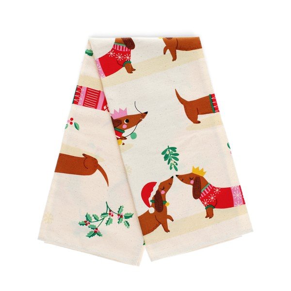 Kokvilnas trauku dvielis 70x50 cm Festive Sausage Dog – Rex London-image-2