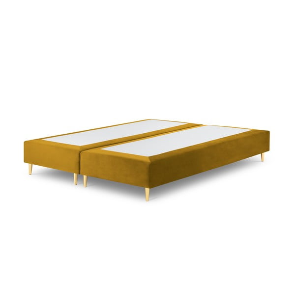 Sinepju dzeltena samta divguļamā gulta Milo Casa Lia, 160 x 200 cm