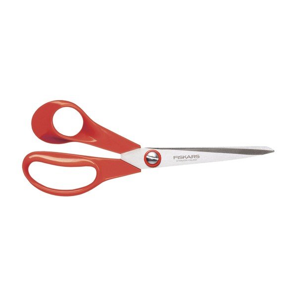 Sarkanas kreisās šķēres Fiskars, asmeņa garums 21 cm