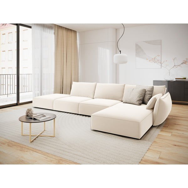 Bēšs samta stūra dīvāns (ar labo stūri/ar zvilni) Vanda – Mazzini Sofas-image-1