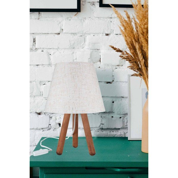 Balta/dabīga toņa galda lampa ar tekstila abažūru (augstums 33,5 cm) – Squid Lighting-image-1