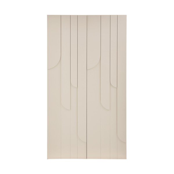 Gaiši pelēks priedes masīvkoka drēbju skapis 110x200x57 cm Rain – WOOOD-image-2