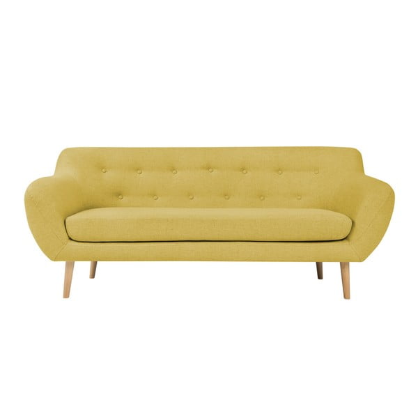 Dzeltens divvietīgs dīvāns ar gaišām kājām Mazzini Sofas Sicile