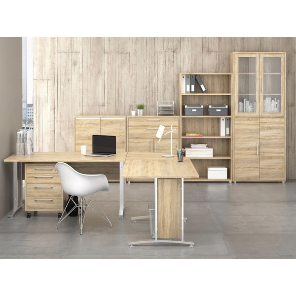 Dabīga toņa modulārais grāmatu plaukts ar ozolkoka imitāciju 89x222 cm Prima – Tvilum-image-1