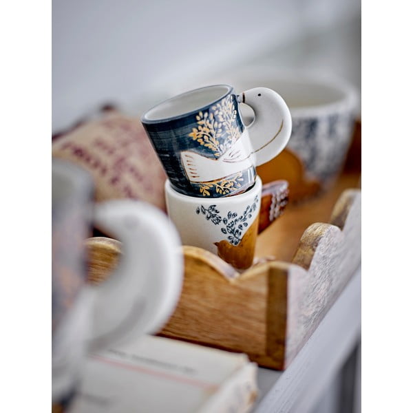 Zilas/krēmkrāsas espreso māla tasītes (2 gab.) 55 ml Hezha – Bloomingville-image-2