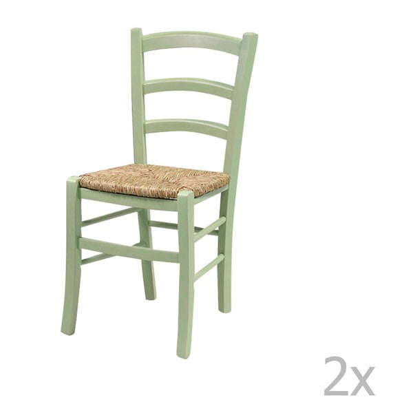 2 zaļo masīvkoka ēdamistabas krēslu komplekts Evergreen House Straw