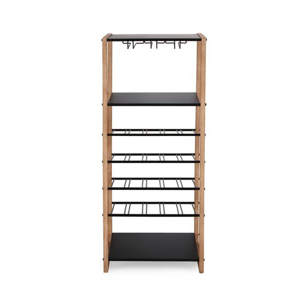 Melns/dabīga toņa metāla vīna skapis pudeļu skaits 20, 50x122x35 cm Isaac – Yes Everyday-image-3