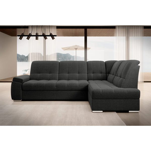 Tumši pelēks salokāms/ar uzglabāšanas vietu stūra dīvāns (ar labo stūri/L veida) Sado – ELTAP-image-3