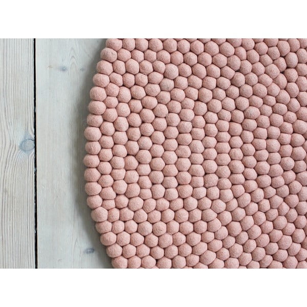 Pasteļu sarkans vilnas bumbiņu paklājs Wooldot Ball Rugs, ⌀ 140 cm