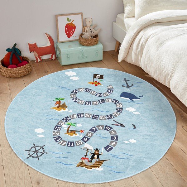 Gaiši zils bērnu paklājs ø 100 cm Comfort – Mila Home-image-4