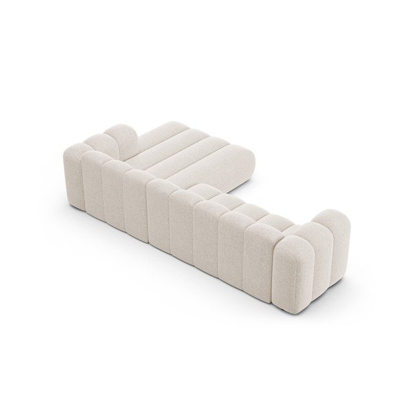 Krēmkrāsas stūra dīvāns no šenila auduma (ar labo stūri/ar zvilni) Lupine – Micadoni -image-3