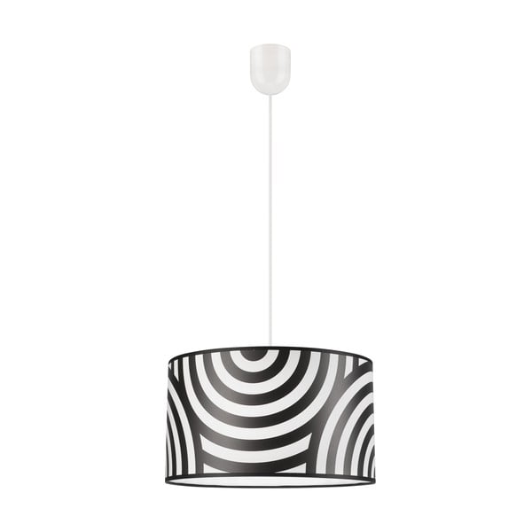 Melnbalta piekaramā lampa ar auduma abažūru ø 35 cm Print – LAMKUR