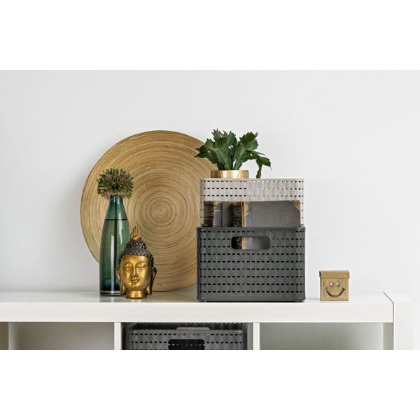 Tumši pelēks pārstrādātas plastmasas uzglabāšanas grozs Country – Rotho-image-1