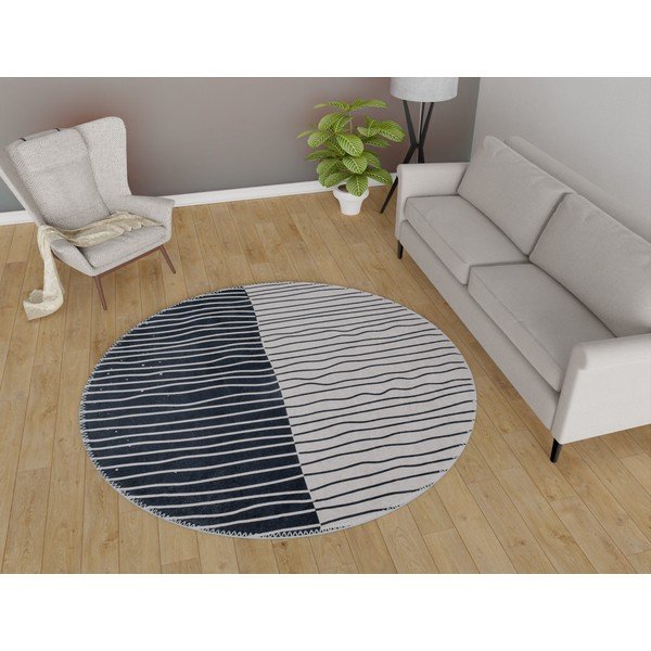 Melnbalts mazgājams apaļš paklājs ø 120 cm Yuvarlak – Vitaus-image-1