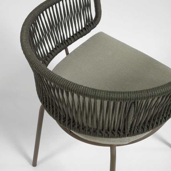 Dārza krēsls ar tērauda konstrukciju un zaļu pinumu Kave Home Nadin-image-4