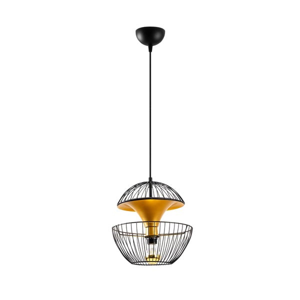 Melna/zelta krāsas piekaramā lampa ar metāla abažūru ø 30 cm Telmander – Opviq lights