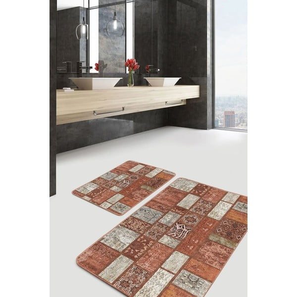 Brūni samta vannas istabas paklājiņi (2 gab.) 60x100 cm – Mila Home-image-1