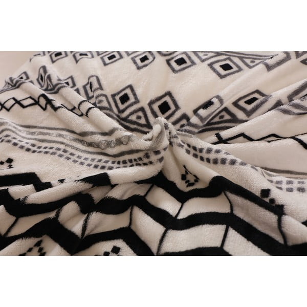 Melna/krēmkrāsas vienvietīga mikroplīša gultas veļa 140x200 cm – My House-image-1