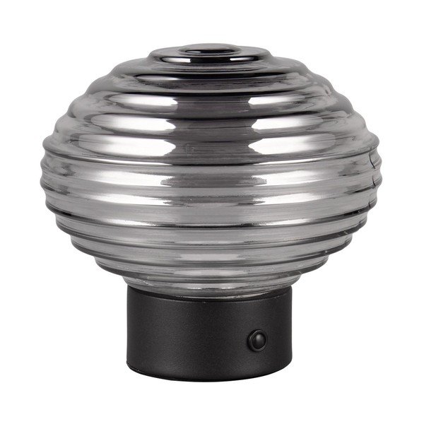 Melna/pelēka LED galda lampa ar regulējamu spilgtumu un stikla abažūru (augstums 14,5 cm) Earl – Reality