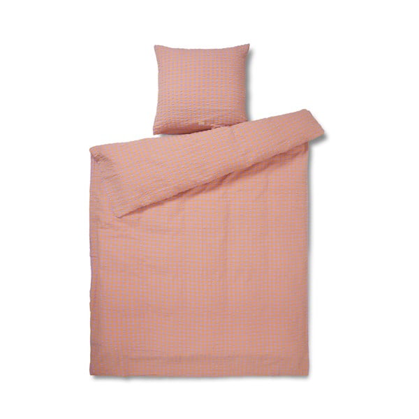 Oranža/gaiši violeta vienvietīga/īpaši gara gultas veļa no krepa auduma 140x220 cm Bæk&Bølge – JUNA