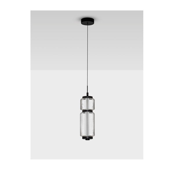 Matēti melna stikla LED piekaramā lampa ø 12 cm Liesa – Nova Luce-image-4